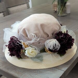Edwardian Recollections Cream and Purple Floral Hat